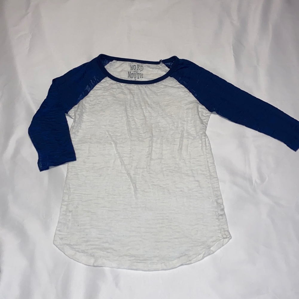 Blue and White Raglan Sleeve Shirt